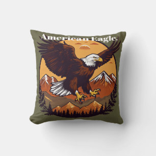 Coussin Aigle royal à tête blanche planant au-dessus des s