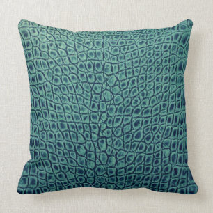 COUSSIN AIGUE-MARINE EN CUIR D'ALLIGATOR