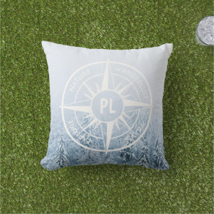 Coussin Aiguille de compas monogramme forêt d'épinette d'h