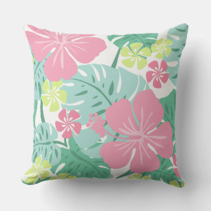 Coussin Ailani Hawaïen Hibiscus Tropical - Réversible