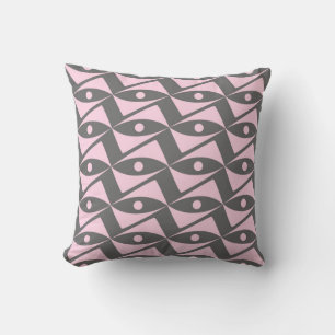 Coussin Ailes du Delta du milieu du siècle - rose et gris