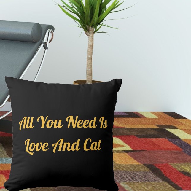 Coussin Aimer Et Chat Personnalisé Citation Cute Noir Or (Créateur téléchargé)