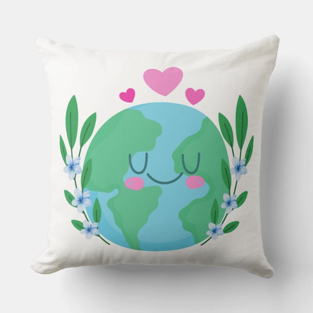 Coussin Aimer la Terre souriante (Recto)