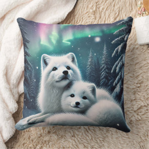 Coussin Aimer Les Renards De L'Arctique Lumières Du Nord F
