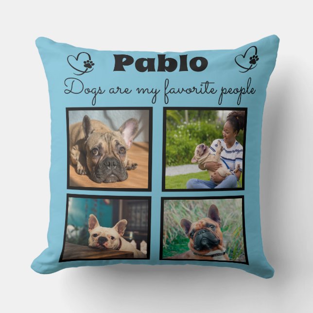 Coussin Aimer mon chien - 4 photo collage customisé (Recto)