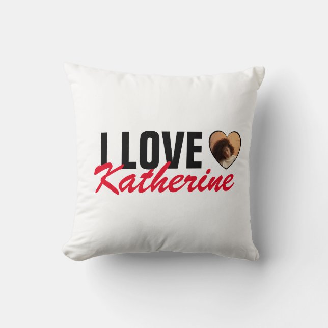 Coussin Aimer Photo personnalisée Coeur et nom Poster (Recto)