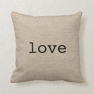 Coussin Aimez le cru chic rustique de toile de toile de