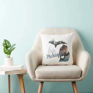 Coussin Aimez L'État D'Origine Du Michigan Silhouette