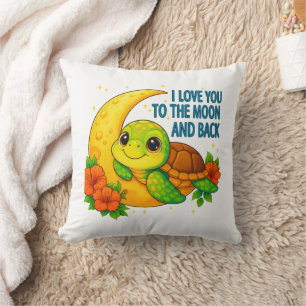 Coussin Aimez-vous à la lune et le dos de la tortue bébé