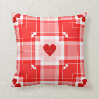 Coussin Aimez-vous ! Carreau de plaid de Valentine