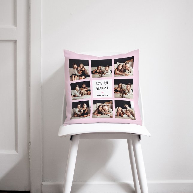 Coussin Aimez-vous grand-mère | Photo Collage Texte manusc (Créateur téléchargé)