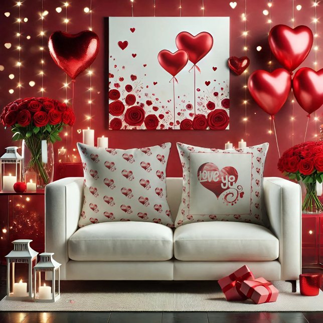 Coussin Aimez-vous Marbre Rouge Coeur Saint Valentin Coupl (Créateur téléchargé)