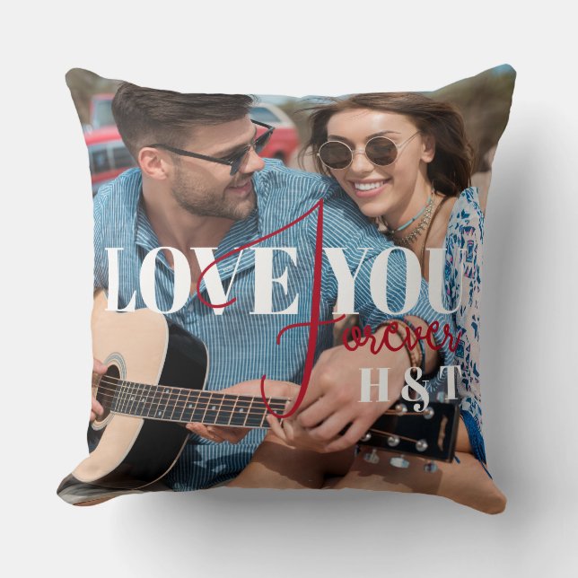 Coussin Aimez-vous pour toujours Valentines Photo personna (Recto)