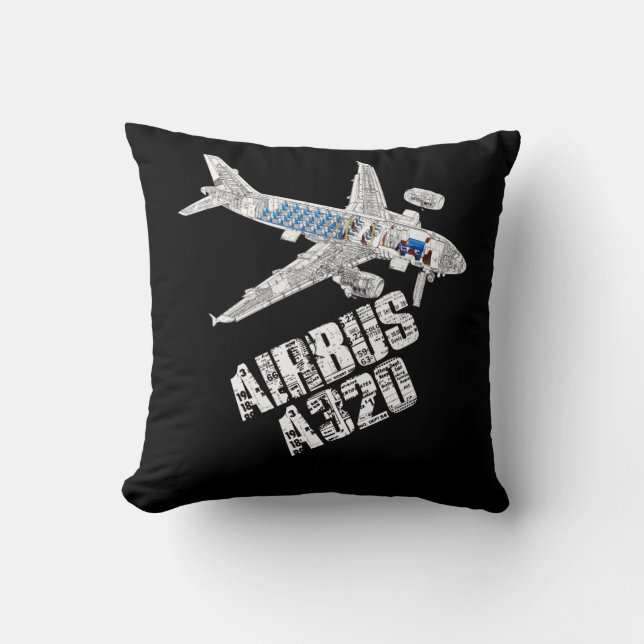 Coussin Airbus A320 jet airplane cutaway avigi (Recto)