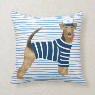 Coussin Airedale Terrier marin Nautical Chien