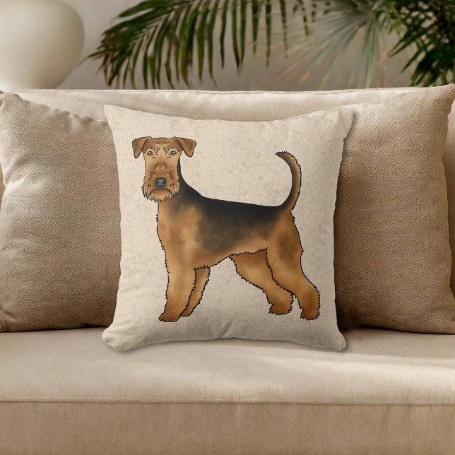 Coussin Airedale Terrier mignon Dessin De Caricature Chien (Please note: This image is a digital mockup. The product may not be in scale.)