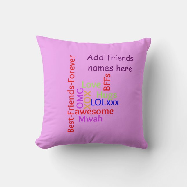 Coussin Ajouter des noms BFF meilleurs amis pour toujours  (Recto)
