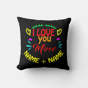 Coussin Ajouter des noms Valentines Jour Je t'aime Plus de