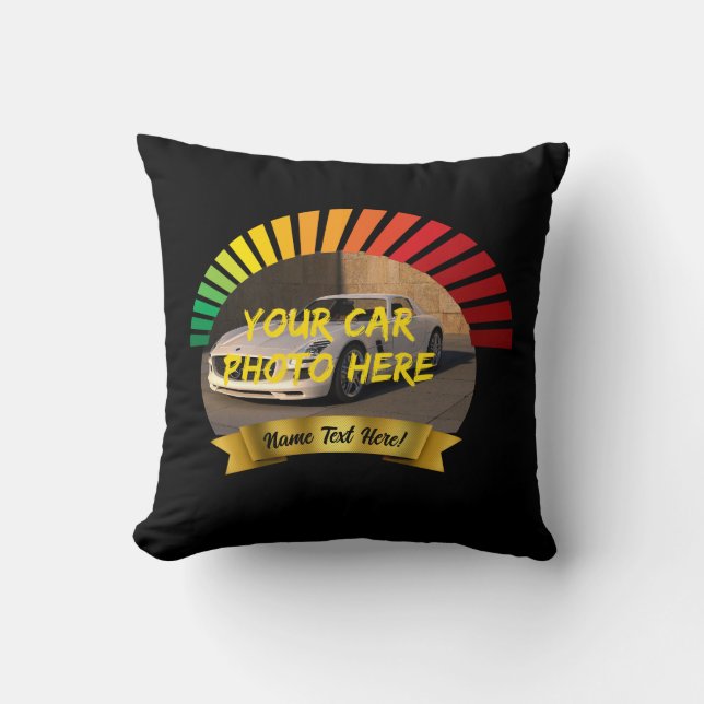 Coussin Ajouter le nom et sa photo de voiture, avec Banner (Recto)