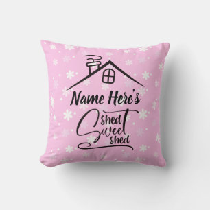 Coussin Ajouter le nom Shed Sweet Shed Rose Blanc Floral