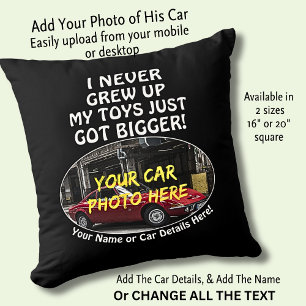 Coussin Ajouter Nom, Sa Photo De Voiture, Texte, Jamais Au