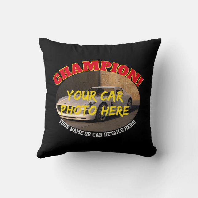 Coussin Ajouter Nom, Sa Photo De Voiture, Texte, Voiture C (Verso)