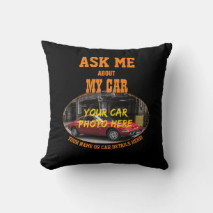 Coussin Ajouter Un Nom, Sa Photo De Voiture, Texte, Me Dem