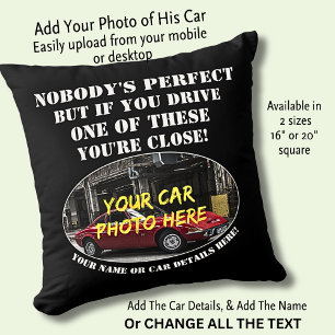 Coussin Ajouter un nom, sa photo de voiture, Texte, Person