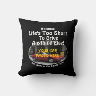 Coussin Ajouter un nom, sa photo de voiture, un texte, la