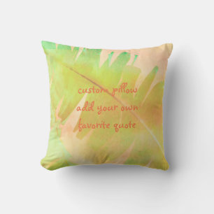 Coussin ajouter votre citation feuille tropicale nature ar