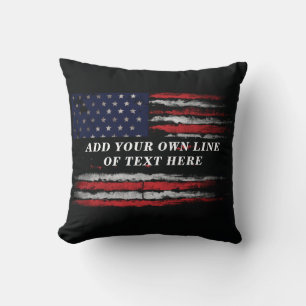 Coussin Ajouter votre propre texte sur grunge American fla