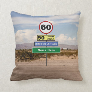 Coussin Ajoutez votre nom 60e anniversaire Funny Signs Roa
