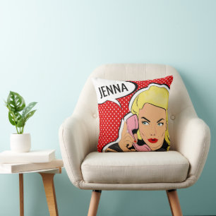 Coussin Ajoutez votre nom   Moderne Pop Art Girl