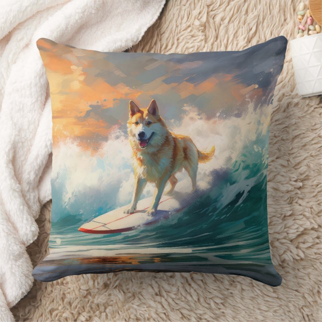 Coussin Akita Beach Surf Peinture (Couverture)