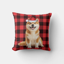 Coussin Akita Dog Red Buffalo Plaid Christmas Holiday