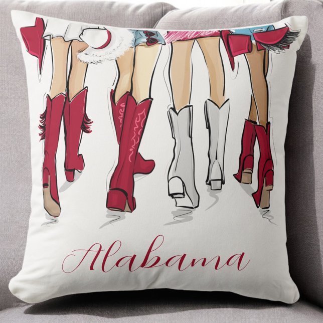 Coussin Alabama Ladies Fashion Crimson Cowboy Boots Hats (Créateur téléchargé)