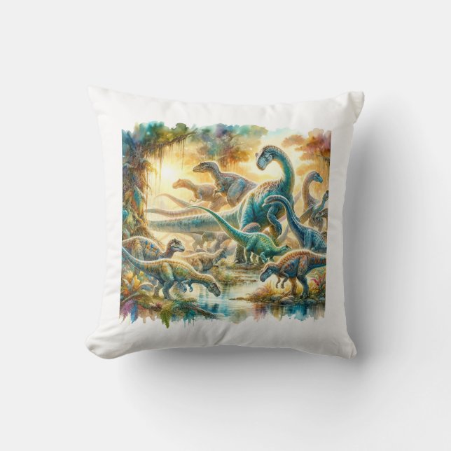 Coussin Alamosaurus Dinosaurs 060624AREF126 - Watercolor (Recto)