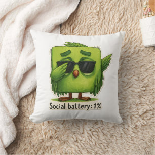 Coussin 😴 Alerte Introverti : Batterie Sociale = 1% Oreil