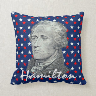 Coussin Alexander Hamilton sur les étoiles rouges,