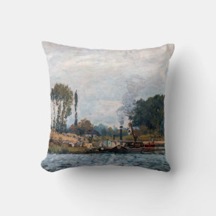 Coussin Alfred Sisley - Bateaux à l'écluse de Bougival
