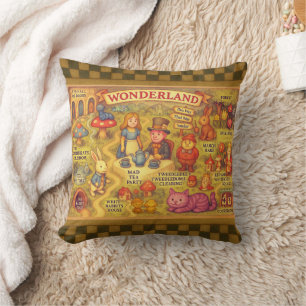 Coussin Alice Fantaisiste Aventures dans la Carte de Wonde