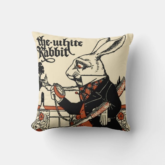 Coussin Alice White Rabbit Classic Wonderland (Recto)