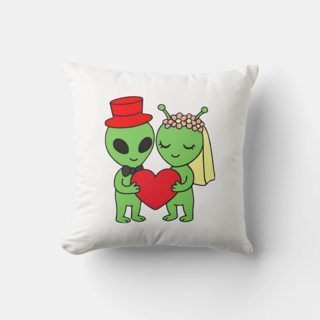 Coussin Alien Bride Groom Decorative Wedding (Recto)