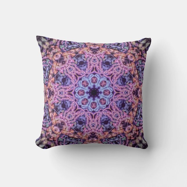 Coussin Alien complexe pourpre Kaleidoscopic Mandala (Recto)