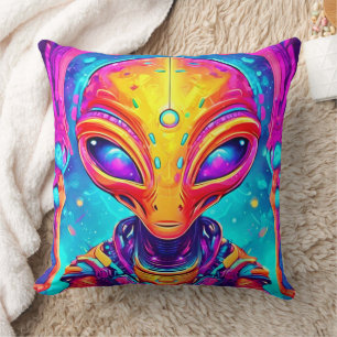 Coussin Alien de Cyborg galactique avec Neon Glow