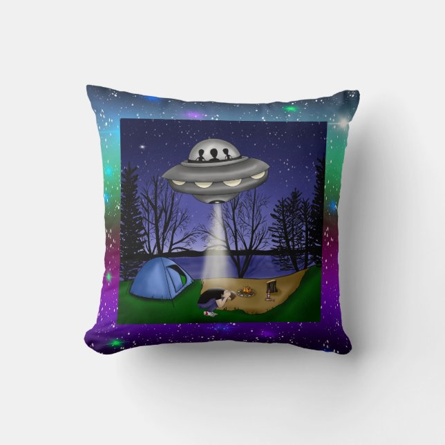 Coussin Alien d'enlèvement extra-terrestre (Recto)