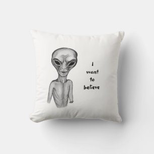 Coussin Alien gris, je veux croire