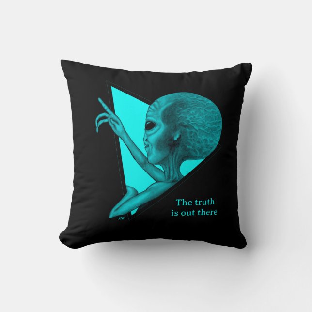 Coussin Alien gris, la vérité est là (Recto)