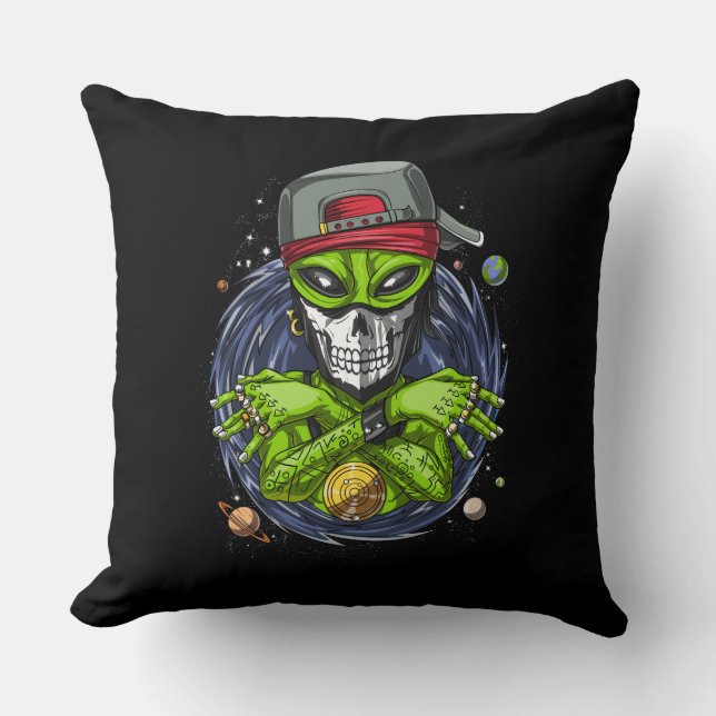 Coussin Alien spatial Gangstа UFO Extraterrestres Rapper (Recto)