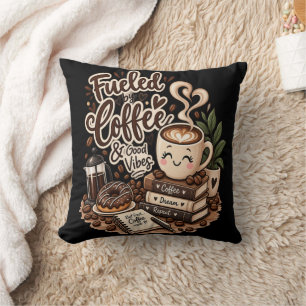 Coussin Alimenté par le Café & de Bonne Humeur – Amoureux
